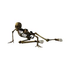 a skeleton is flying through the air with it's legs spread out and feet extended