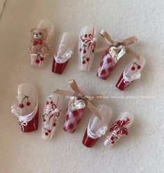 Unique Nail Art, Red Christmas Nails, Cherry Nails, Plaid Nails, Nails Aesthetic, Pretty Gel Nails, Really Cute Nails, Soft Nails, Art Experience