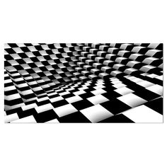 an abstract black and white checkerboard pattern is featured in this image, with the background