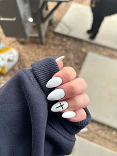 #christian #nails #naildesign #nailart #nailidea #religion #cutenails #simple Cute Nails With Cross, Christian Nail Art Ideas, Simple Beach Nails Gel, Nails Christian Design, Angel Nails Designs Simple, Cross Nail Designs Faith, Christian Nails Acrylic, Christian Acrylic Nails, Christian Nail Ideas