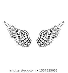 two black and white angel wings on a white background with the words, i love you