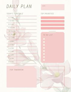 a daily planner with pink flowers on it