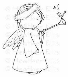 a drawing of an angel with a bird on it's arm, holding a trumpet