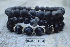 Men's BOHO Bracelets , #VintageRoseGallery #etsy #Testosterone  Black Gemstones Mens Bracelet, Stacking Mens  Bracelet by VintageRoseGallery Black Wristband With 8mm Beads, Spiritual Black Beaded Bracelets With Stones, Spiritual Black Bracelets With Stones, Adjustable Black Beaded Bracelets With Stones, Mens Black Bracelet, Black Gemstones, Mens Bracelet Black, Men's Gifts, Boho Men