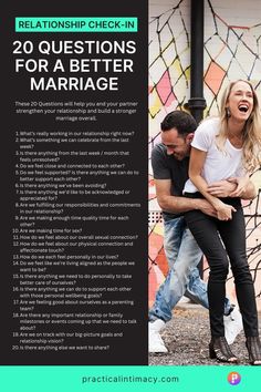 ⏰💑Time for Marriage Check-Up, but don’t know what questions to ask your husband or wife? These 20 questions will help you build a happier relationship. Read the entire article for a full step-by-step on how to have a Relationship Check-In (and how to bring it up with your partner). Monthly Relationship Check In Questions, Weekly Marriage Check In Questions, Couples Check In Worksheet, Questions To Ask Fiance Before Marriage, How To Date Your Husband, Relationship Check In, Marriage Check In Questions, Relationship Check In Questions