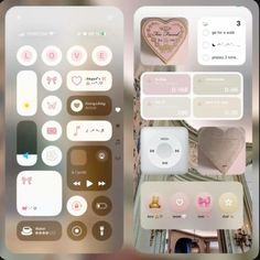 an iphone screen with the home screen showing various icons and buttons, including two hearts