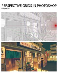 the cover of perspective grids in photoshop, with an image of a storefront