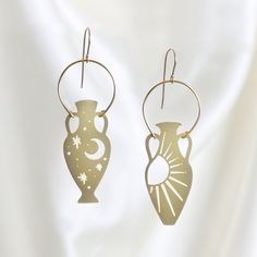 Eventide - Earrings (2D) - While Odin Sleeps Pinterest Accessories, Vase Earrings, October Jewelry, Silhouette Earring, Gemini And Aquarius, Capricorn And Virgo, Laser Cut Earrings, Moon Studs, Moon Earrings