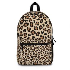 ⭐PLEASE MEASURE BEFORE YOU ORDER⭐ ⭐If ordering for school, this fits a smaller child, but perfect for travel ⭐ ⭐The print is a matte finish, so its not as vibrant as on the screen⭐ ⭐The perfect everyday bag! Laptop bag, backpack, school bookbag, gym bag or work bag With our roomy and durable backpack, you will! This bag is made from spun polyester and weights 1.3 lbs., just enough to be light, strong and long-lasting. Grab it, stow it, throw it onto the seat next to you, this backpack can take i School Bags With Animal Design For Back To School, Back To School Animal Design Standard Backpack, Standard Backpack With Animal Design For Daily Use, Leopard Nikes, Durable Backpack, Jean Backpack, Leopard Bag, Inside Design, Backpack School