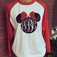 Disney Mickey or Minnie monogram initials heat transfer vinyl on shirt. … Adult Disney Shirts, Disney Monogram, Diy Disney Shirts, Disney Family Vacation, Womens Disney Shirts, Monogram Shirts, Disney T, Disney Shirt