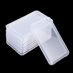 six plastic containers stacked on top of each other