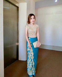 Myanmar Dress Womens Dresses Classy Beautiful, Myanmar Fashion, Inle Lake, Kebaya Dress, Myanmar Traditional Dress, Tops Men, Myanmar Dress Design