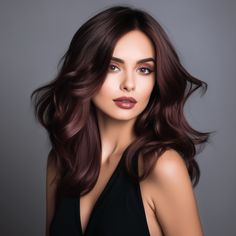 Hair Color Ideas For Brunettes Burgundy, Dark Brown Mahogany Hair, Dark Brown Eyes Hair Color Ideas, Dark Brown Hair With Burgundy Highlights, Berry Brown Hair Color, Burgundy Lowlights In Brown Hair, Brunette With Red Undertones, Highlights For 2023, Deep Burgundy Hair