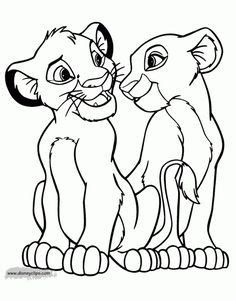 the lion and cub are facing each other with their mouths open coloring pages for kids