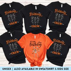 Presenting our cute matching halloween birthday shirts! 🎃 Give this cool and trendy t-shirt to your family and friends! 🎁 We can also print this on tote bag and mugs. Kindly check our shop for more info~ 😊 🌸 Features 🌸 -Unisex Sizing  -High-quality -Any props used in the photos are for aesthetic purposes only; not included in the purchase -Rolled sleeves in the photos are for styling purposes only Shirt and Infant Bodysuit:  -Light and Soft Cotton Fabric -100% Airlume Combed and Ringspun Cotton Sweatshirt: -Medium-Heavy Fabric -50% Cotton and 50% Polyester 🌸 Wash and Care Instructions 🌸 -Turn inside out -Use Non-chlorine -Machine Wash - Cold -Tumble Dry - Low Heat -Iron, Steam, Dry - Low to Medium Heat -Do Not Dryclean -Do Not Iron the Design 🌸 Size 🌸 -Check our size chart in each Casual Halloween Birthday T-shirt, Black T-shirt For Halloween Birthday, Casual T-shirt For Halloween Birthday, Halloween Birthday Shirts, Matching Halloween, Fall Birthday, Halloween Shirts, Halloween Skeleton, Rolled Sleeves