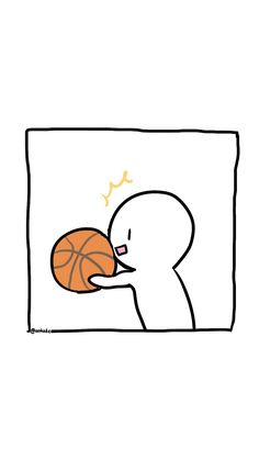 a drawing of a person holding a basketball