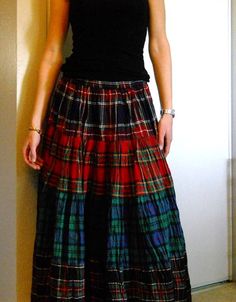 Mixing Plaids, Scottish Style Plaid Lined Skirt, Tartan Maxi Skirt, Lounge Skirt, Vintage Tartan Skirt, Retro Plaid Cotton Skirt, Boho Maxi Skirt, Vintage Plaid Full Skirt, 1980s Fashion Women