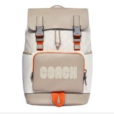 Questions? Leave A Comment Below! White Leather Backpack With Dust Bag, Designer White Travel Backpack, Designer White Backpack For Travel, Functional White Backpack, White Coach Backpack For Travel, White Coach Backpack For Everyday Use, Everyday White Coach Backpack, White Rectangular Travel Backpack, White Rectangular Backpack For Travel