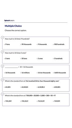 the worksheet for multiple choice is shown in blue and white, with numbers on it