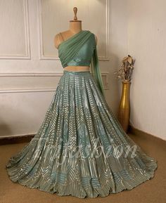 Please Visit My Shop For More Beautiful Collection https://www.etsy.com/shop/Trifashions Color Options are Available Plus Size Required Extra Charge NOTE: PLEASE CHECK SIZE CHART FOR YOUR SIZE AND PROVIDE LENGTH FOR LEHENGA WITH HEELS. Original picture (no replica) Full stitched This is a beautiful heavy georgette embroidery Lehenga which comes with a blouse and beautiful dupatta. This is extremely suitable for any type of event from weddings to cocktail parties all the way to prom. Get this tod Wedding Lehenga Sabyasachi, Sage Green Lehenga, India Style Dress, Lehenga Sabyasachi, Lehenga Shopping, Indian Wedding Guest Dress, Brides Outfit, Mehendi Dresses, Plus Size Lehenga