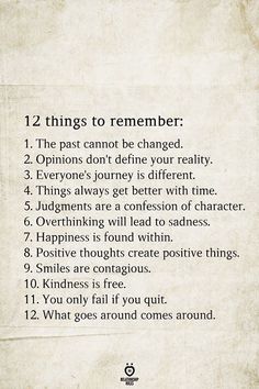 a poem written in black and white with the words 12 things to remember on it