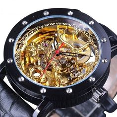 Genuine Leather Belt Automatic Men's Black and Red Skeleton Wristwatches - SolaceConnect.com Black And Red Skeleton, Red Skeleton, Flower Carving, Casual Styles, Genuine Leather Belt, Every Man, Skeleton Watch, For Lovers, Mechanical Watch