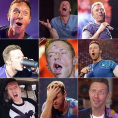 many different pictures of the same person singing into microphones and making faces with their mouths open