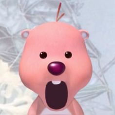 a cartoon bear with its mouth open and tongue out