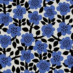 a blue flower pattern is shown on a black and white background with dots in the center