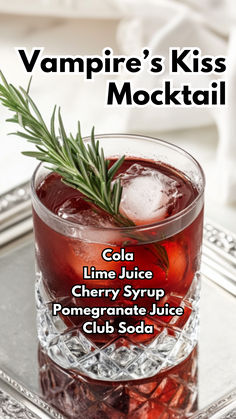 Vampire’s Kiss Mocktail Vampire Kiss Mocktail, Sapphic Halloween, Girls Night Out Ideas, Fun Mocktail, Best Non Alcoholic Drinks, Edible Cocktails