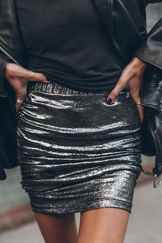 Glamorous Stretch Mini Skirt, Glamorous Stretch Skirt, Fitted Shiny Skirt For Night Out, Metallic Stretch Skirt For Party, Metallic Stretch Skirt For Night Out, Metallic Fitted Skirt For Night Out, Glamorous Winter Skirt, Shiny Stretch Mini Skirt, Metallic Stretch Mini Skirt For Night Out