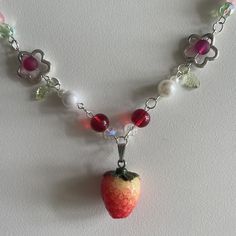 ✰ handmade & unique ✰ sooo pretty :) ✰ adjustable ✰ for all the strawberry girlies out there! N.B. - please handle your jewellery with care! avoid direct contact with perfume or lotions etc, and don't shower or sleep with your jewellery! Sweet Handmade Jewelry For Valentine's Day, Cute Fruit Design Jewelry As Gift, Handmade Cute Necklace, Cute Handmade Adjustable Necklace, Sweet Handmade Necklace For Gift, Handmade Sweet Necklace For Gift, Sweet Handmade Necklace As Gift, Cute Fruit Design Jewelry For Gifts, Sweet Jewelry With Fruit Design For Gift