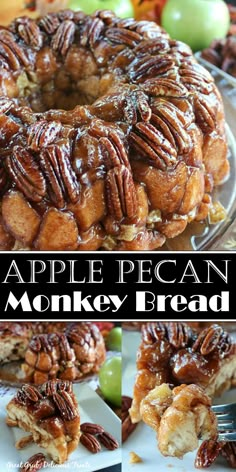 apple pecan monkey bread on a white plate