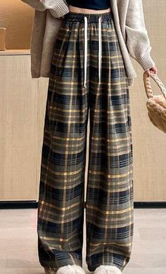 Regular Fit Wide Leg Pants Casual Plaid Pants For Spring, Casual Plaid Wide Leg Pants, Casual Plaid Wide Leg Pants For Fall, Casual Plaid Wide-leg Pants, Casual Wide-leg Plaid Pants, Casual Plaid Wide-leg Bottoms, Casual Plaid Wide Leg Bottoms, Casual Plaid Pants For Fall, Casual Plaid Bottoms For Spring