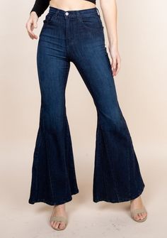 High Waisted Wide Mermaid Flare Denim Jeans High Waist, Five Pocket Design, Faded Look, Super Flared Mermaid Wide Leg Finish with Exposed SeamMade In: USA Fabric Contents: 73% CTN 14%RAYON 11%POLY 2%SPAN Fitted Wide Leg Denim Blue Flares, Non-stretch Denim Flares For Fall, Stretch High Rise Flare Jeans In Dark Wash, Dark Wash Stretch High Rise Flare Jeans, Mid-rise Blue Flares For Fall, Trendy Fitted Denim Blue Flares, Fitted Dark Wash Wide Leg Flare Jeans, Medium Wash Denim Flares For Fall, Stretch Denim Flares For Fall