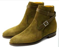 Stylish Brownish Suede Buckle Jodhpurs High Ankle Mens Boot on Storenvy Buckle Boot, Quality Leather Boots, Jodhpur Boots, Formal Fashion, Custom Design Shoes, Suede Leather Shoes, High Ankle Boots, Handmade Leather Shoes, Jodhpur