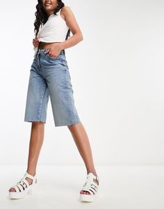 COLLUSION baggy denim skater short in light blue | ASOS Summer Denim Cropped Jeans For Streetwear, Summer Streetwear Cropped Jeans With Pockets, Summer Streetwear Cropped Denim Jeans, Light Wash Bermuda Shorts For Spring, Light Wash Casual Bermuda Shorts For Spring, Summer Light Wash Wide Leg Cropped Jeans, Casual Light Wash Bermuda Shorts For Spring, Spring Casual Light Wash Bermuda Shorts, Summer Wide Leg Light Wash Cropped Jeans