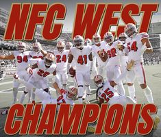 the football team is posing for a photo on the field with words that read nec west championship