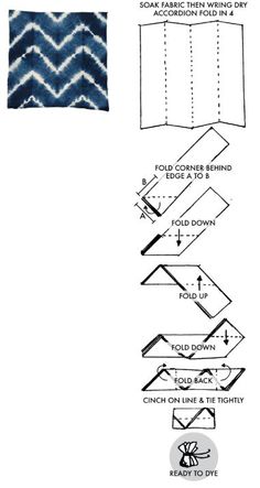 the instructions for how to make an origami box with blue and white chevrons