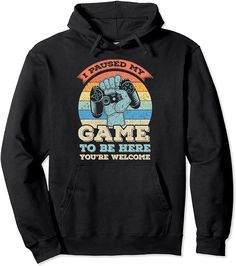 Amazon.com: I Paused My Game To Be Here You're Welcome Pullover Hoodie Light Blue Shirts, Gaming Shirt, Vintage Games, Comfort Wear, Round Neck Sweaters, Style Retro, Top Casual, Mens Clothing Styles, Fashion Games