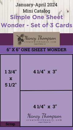 an image of a poster with the words, simple one sheet wonder set of 3 cards