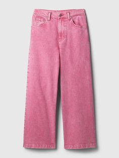 High Rise Stride Wide-Leg Ankle Jeans Pink Wide Leg Jeans Outfit, Pink Wide Leg Jeans, Croatia Outfits, Pink Jeans Outfit, Wide Leg Jeans Outfit, Jeans Look, Fire Fits, Pink Jeans, Pretty Style