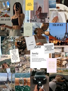 a collage of photos with words and pictures