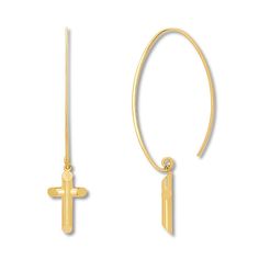 Petite crosses dangle from earring wires in these stylish 14K yellow gold earrings for her. Jewelry Cross, Jewelry Education, Jewelry Advice, Jared The Galleria Of Jewelry, Earring Wires, Yellow Gold Earrings, Diamond Guide, Cross Jewelry, Yellow Gold Earring