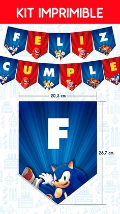 sonic the hedgehog birthday banner kit