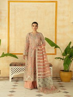 Dupatta Border, Raw Silk Fabric, Organza Sleeves, Punjabi Salwar Suits, Luxe Wedding, Embroidered Dupatta, Pakistani Bridal Wear, Silk Trousers, Net Fabric