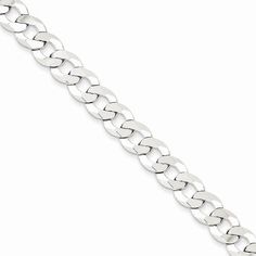 Protected by our 30-Day Risk Free Returns!Metal: Sterling SilverChainType: CurbLength: 7 inchWidth: 8 mmStyle: Polished Free U.S. Shipping for orders over $99 Pet Memorial Necklace, Curb Chain Bracelet, Cuff Bracelets Handmade, Silver Chain Style, Bracelet Chain, Elegant Bracelet, Leather Cuffs Bracelet, Curb Chain, Chains Jewelry