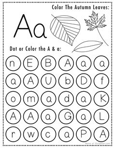 the alphabet worksheet with leaves and letters