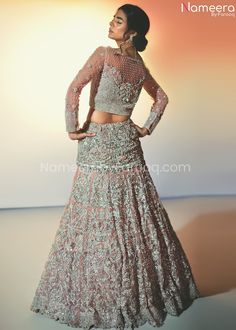 Pakistani Silver Lehenga Choli for Bridal Online Front Look Silver Lehenga, Outfit 2020, Bridal Outfit, Lehenga Choli Online, Groom Wear, Cut Work, Bridal Outfits, Lehenga Choli, Bride Groom