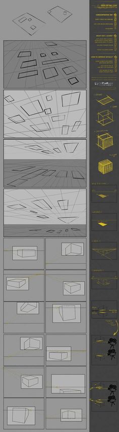 an info sheet with different types of lines and shapes in yellow, black and white